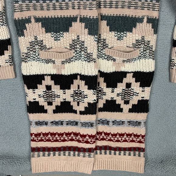 Sundance Juneau Skies Sweater Coat Women's XS Cream Fair Isle Longline Western - Picture 4 of 14